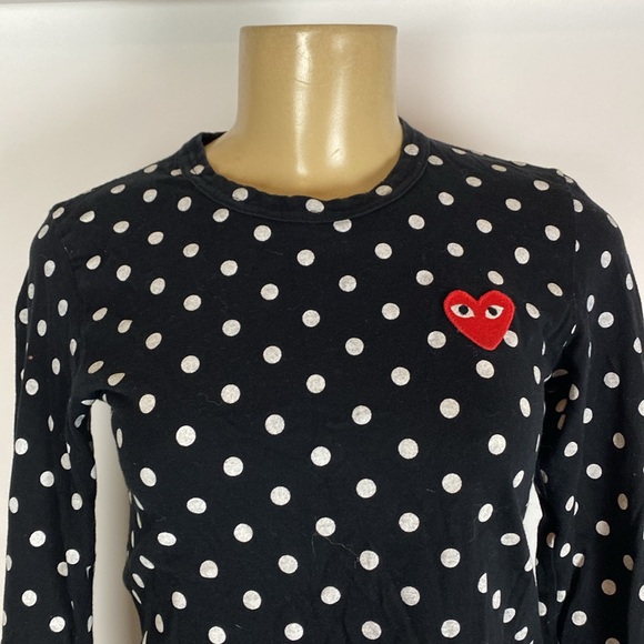 Comme Des Garcons Polka Dot Women Long Sleeve Black Size XS - Picture 2 of 8